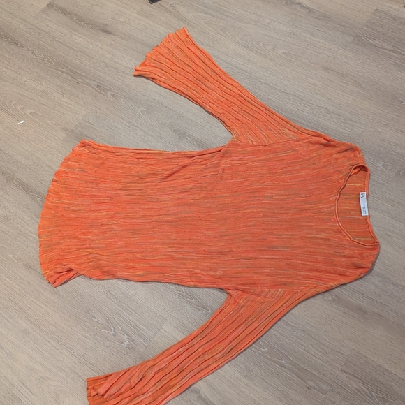 Zara Orange Ribbed Bell Sleeve Blouse - Picture 4 of 8